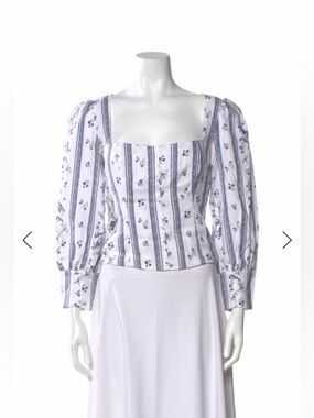 Reformation Linen Floral Crop Top White Size M (US 6)